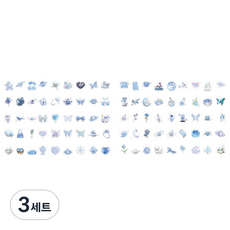 무드잉크 인스타 소품샵 감성 캐리어 노트북 스마트폰 여행 방수 데코 스티커 100p 세트, 블루, 3세트