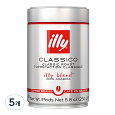 illy 意利 Classico 經典烘焙咖啡豆, 原豆(未研磨), 250g, 5個