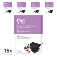 순수아띠 보건용 소형 마스크 KF80, 10개입, 15개, 블랙