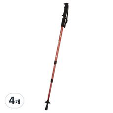 아카코 3단 트레킹 지팡이 스틱, 레드, 4개