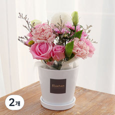 블뤼엔 생화 러블리핑크 퐁퐁 + 장미 + 리시안 7~8송이 센터피스, 혼합색상, 2개