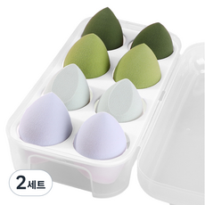 딥톡 퍼프 케이스 파운데이션 물방울 스펀지 8종 세트 DT0994, 2세트, 그린