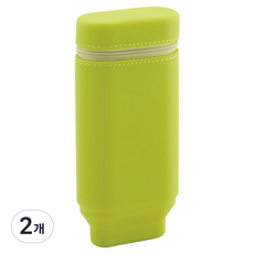실리콘 스탠드 파우치형 필통, 옐로우 그린(6), 2개