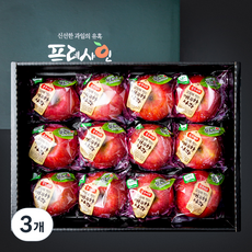프레샤인 GAP 인증 껍질째 먹는 깨끗한 사과 선물세트, 3개, 3kg(11~12입)
