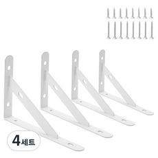 轉角角鐵 三角支架 4入 + 螺絲 16入 組 200mm, 4套, 白色