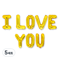 파티쇼 사랑 메세지 은박 풍선 세트, 골드, 5세트