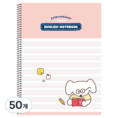 moong9 1000 Boba 線圈英文筆記本, 粉紅色, 50個
