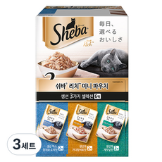 쉬바 1세 이상 고양이 리치 미니 주식파우치 3가지 세트, 생선, 35g, 18개