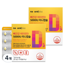 내츄럴플러스 뼈건강 비타민D 5000IU 미니캡슐 18g, 4개, 120정