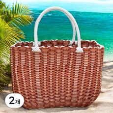 피플피 리탄 감성 피크닉 소풍 바스켓 바구니, 화이트, 2개