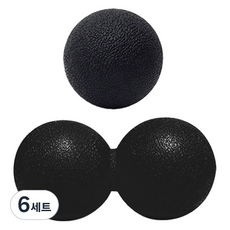 땅콩 마사지볼 싱글 + 더블 2종 세트, 블랙, 6세트