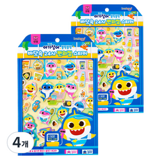 閃亮亮鯊魚寶寶海底24小時便利商店貼紙, 混合色, 4個