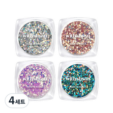 withshyan 頂級珠寶美甲亮片4件組, A04 玫瑰金, B01 初次情侶戒, B09 紫羅蘭, B11 池塘, 4個