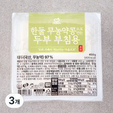 한둘 무농약콩으로 만든 부침용 두부, 450g, 3개