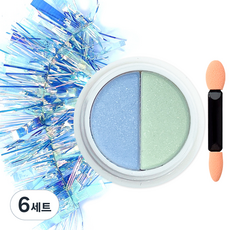 로나우디 유리 얼음 네일 세트 D M10214, 6개, 그린 + 블루(파우더), 블루(유리필름)