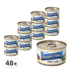 해피타임 강아지 캔 간식, 혼합맛(닭고기/새우), 100g, 48개