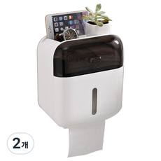 코끼리리빙 화장실 방수 휴지걸이 포켓 ERP-2022, 블랙, 2개