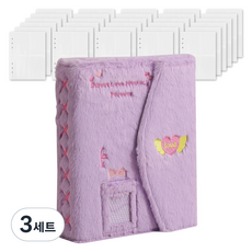 마다꾸미 콜렉트북 캐릭터 다이어리 포카 바인더 6공 + 속지 40p 세트, 바인더(퍼플), 3세트