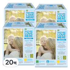 NATURE LOVE MERE 超薄黏貼型尿布 M號 男女通用 3階段 20片 x 4包, 400張