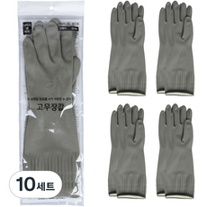 나이스앤터치 고무장갑 양손 세트, 그레이, 대(L), 10세트