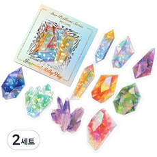 OLIVEPARTY 全息銀色葉子水晶裝飾貼紙 10種*2入組, 水晶, 2組