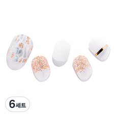 젤팡 빛나는 화이트 자개 패디 팁 유광, 혼합색상, 6세트