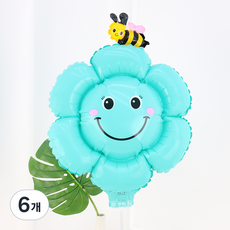 파티짱 꿀벌 꽃잎 스마일 데이지 풍선, 블루, 6개