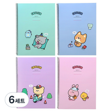 PINKFOOT 小不點朋友們 3行英文筆記本 4種套組, 6套, 天空藍, 薄荷綠, 紫色, 粉紅色