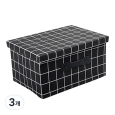 Limon格紋生活收納箱, 黑色, 3個