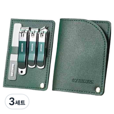 셀리빙 휴대용 프리미엄 손톱깎이 4종 세트, 3세트, 그린