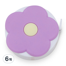 아뜰라임 귀여운 휴대용 미니 양면 줄자 플라워 퍼플, 6개, 1.5m