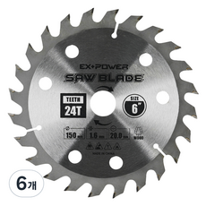 이엑스파워 원형톱날 팁쏘 목재용 150mm EXC-06024, 6개
