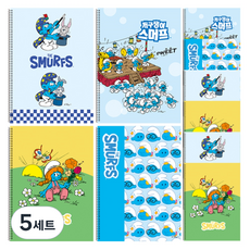 YOUNG ART 藍色小精靈8格韓文彈簧筆記本 10入組, 混色, 5組