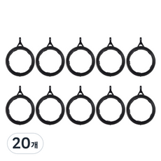 PP Homeliving 伸縮桿窗簾環 內徑 33mm, 黑色, 20個