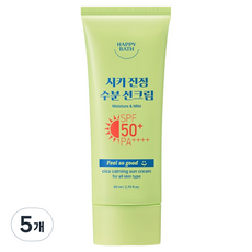 해피바스 필쏘굿 시카진정 수분 선크림 SPF50+ PA++++, 5개, 80ml