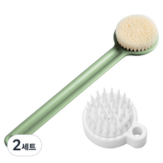 BLACKJOIN 去角質身體刷 + 洗髮刷組, 2套, 綠色, 1入