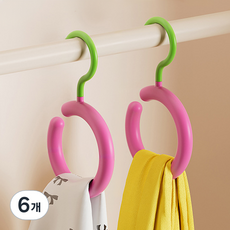 오마땅 모자 스카프 걸이 회전식 후크, 그린핑크, 6개