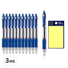 DONG-A P-knock 按壓筆 0.4mm 12入 + Tucoby 便利貼 黃色組合, 藍色 + 黃色, 3套