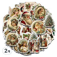 indi.k 復古聖誕貼紙 36款 x 2張 套組, 2個, 混合色