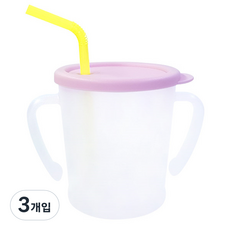 아가프라 유아용 뉴 매직 빨대컵, 300ml, 3개, 핑크