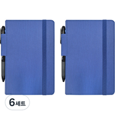 스탠다드온헤리티지 펜루프 고리 양장 밴딩수첩 M 32절 + 3색 볼펜 세트, 블루, 6세트