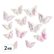 joyparty 蝴蝶裝飾3款x4入組, 2套, 雷射粉