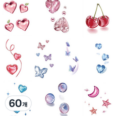 샐러바이블 迷你紋身貼紙, 60個, 02 3D彩色