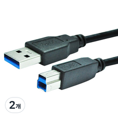 저스트링크 디옵텍 USB 3.0 A B 프린터 케이블 블랙, 2개, 2m