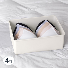 이즈리빙 칸칸칸 속옷 정리함 1칸, 아이보리 + 반투명뚜껑, 4개
