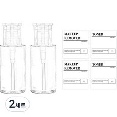 newnlook 按壓式浴室分裝瓶 卸妝液空瓶 50ml x 2入 + 卸妝液 2入 + 化妝水標籤 2入 套組, 2套, 透明(空瓶)