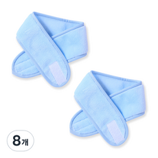 BAKOJEL 柔軟雙面洗臉髮帶, 天藍色, 8個