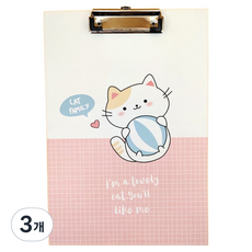 골드팡 다양한 캐릭터 클립보드 A4 고양이, 공놀이, 3개