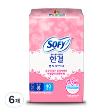 쏘피 한결 팬티라이너, 롱, 40개입, 6개