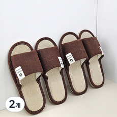 Healing Spot 男士亞麻客廳拖鞋 2 件套, 棕色, 2組